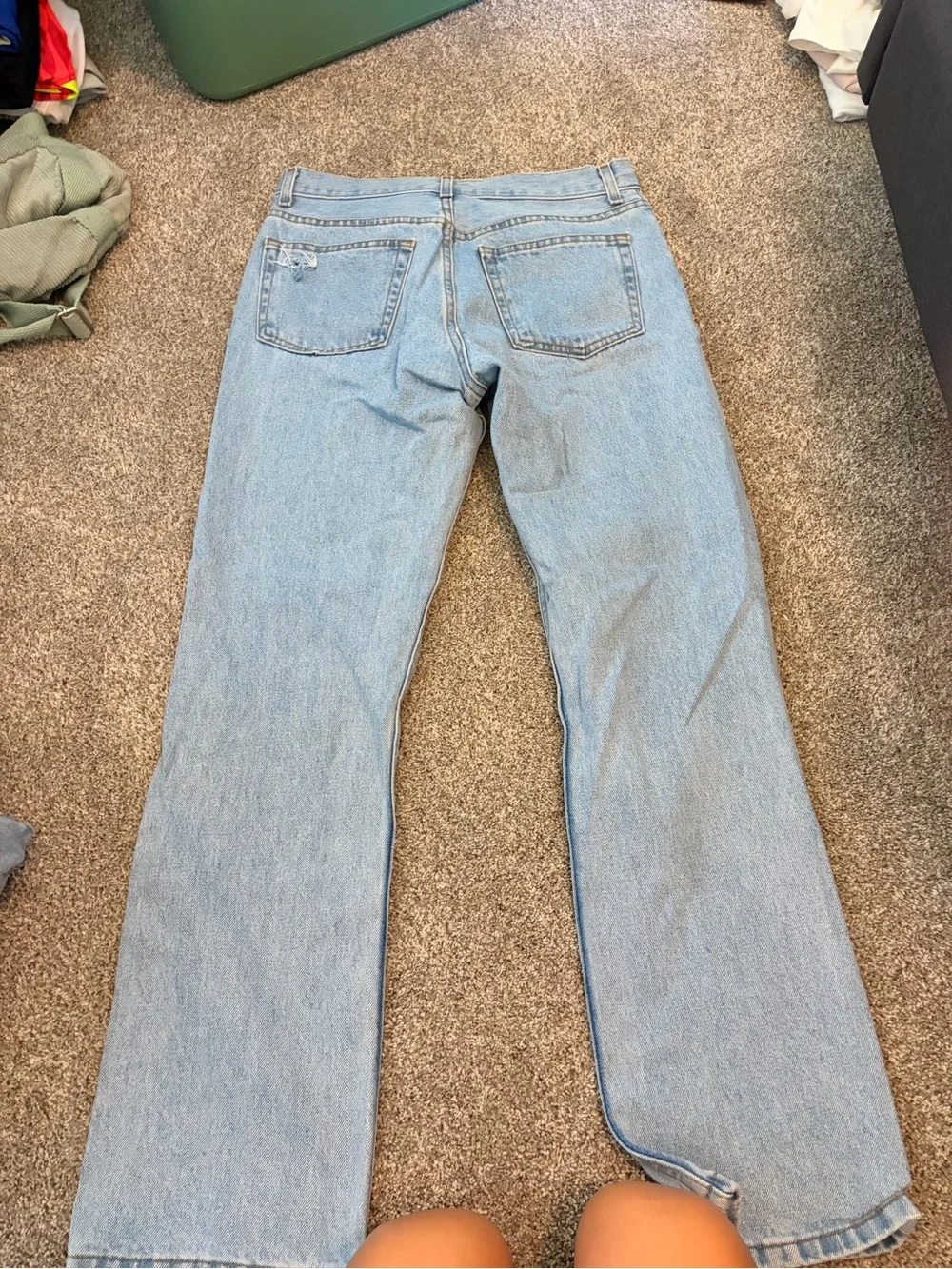 Light Wash Distressed Straight-Leg Jeans